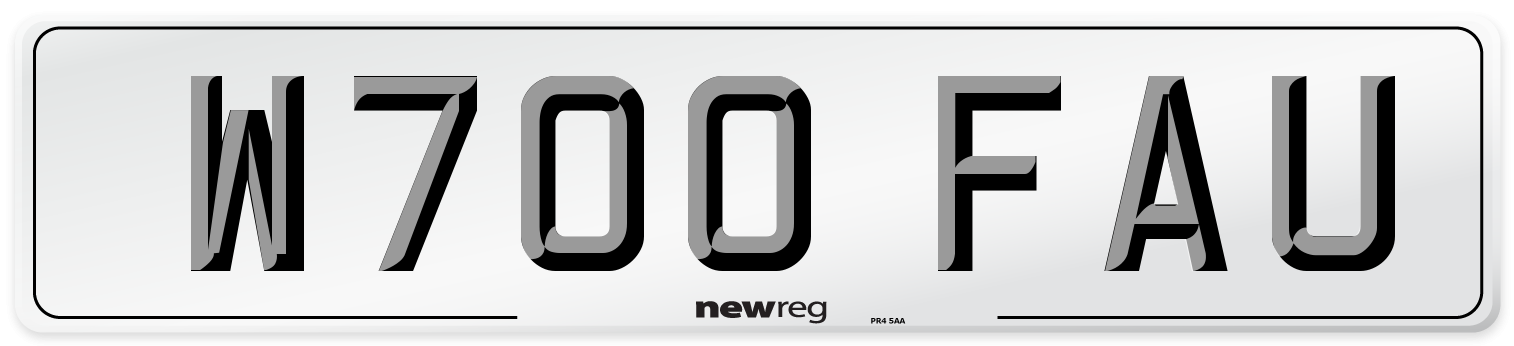 W700 FAU Number Plate from New Reg